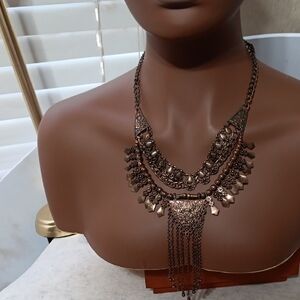Elegant Bronze Boho Statement Necklace